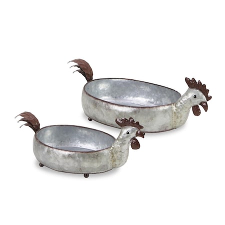 Cheungs Galvanized Metal Hen Planters - Set of 2 5597-2